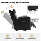 Fauteuil inclinable électrique en cuir véritable | Appuie-tête et repose-pieds électriques | Port USB | 150 kg | Pivotant et à bascule