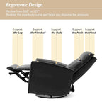 Fauteuil inclinable électrique en cuir véritable | Appuie-tête et repose-pieds électriques | Port USB | 150 kg | Pivotant et à bascule