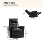 Fauteuil inclinable électrique en cuir véritable | Appuie-tête et repose-pieds électriques | Port USB | 150 kg | Pivotant et à bascule