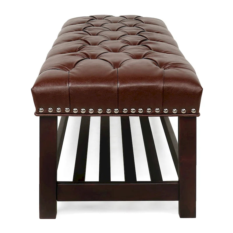 Banc rembourré à piètement en bois pour chambre à coucher ou entrée