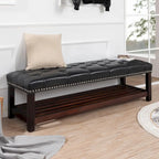Banc rembourré à piètement en bois pour chambre à coucher ou entrée