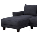 Canapé d'angle en sherpa noir avec méridienne à gauche | Ressorts ensachés | Pieds en bois | 244 cm L