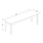 Banc de salle à manger en bois massif 52" | Hévéa | Cappuccino / Marron sellier / Noir | Rectangulaire | 17"H