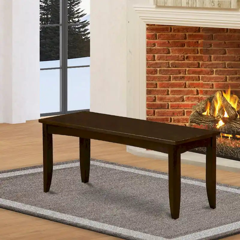 Banc de salle à manger en bois massif 52" | Hévéa | Cappuccino / Marron sellier / Noir | Rectangulaire | 17"H