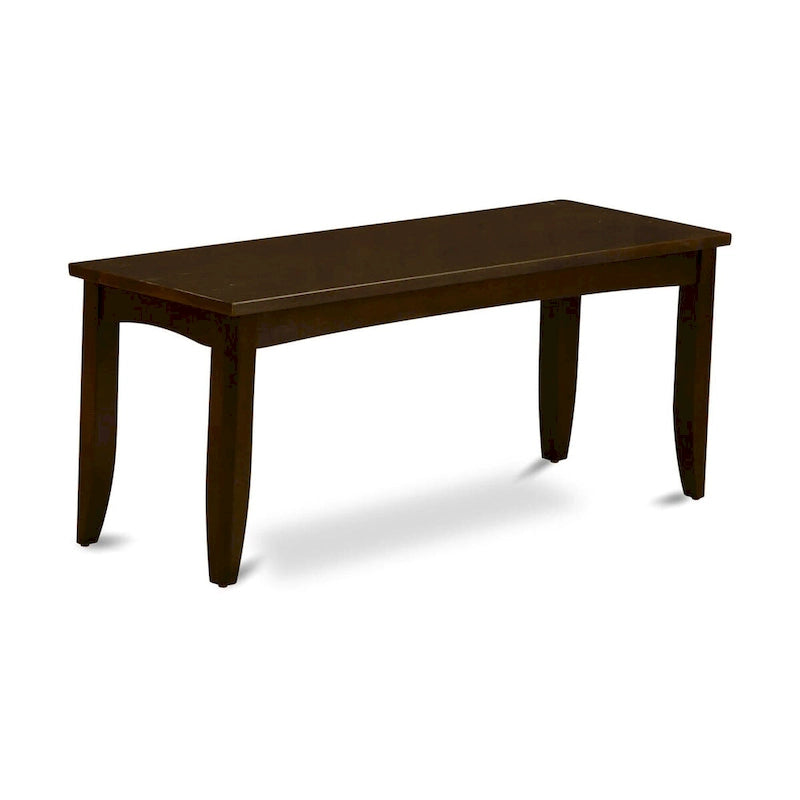 Banc de salle à manger en bois massif 52" | Hévéa | Cappuccino / Marron sellier / Noir | Rectangulaire | 17"H