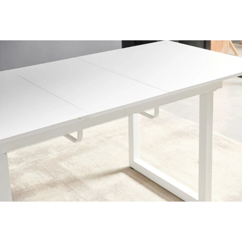 Table de salle à manger carrée extensible avec pied en métal, table de cuisine moderne peu encombrante (180 cm L x 80 cm P x 75 cm H)
