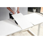 Table de salle à manger carrée extensible avec pied en métal, table de cuisine moderne peu encombrante (180 cm L x 80 cm P x 75 cm H)