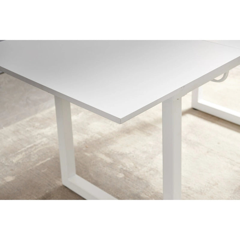 Table de salle à manger carrée extensible avec pied en métal, table de cuisine moderne peu encombrante (180 cm L x 80 cm P x 75 cm H)