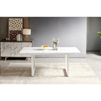 Table de salle à manger carrée extensible avec pied en métal, table de cuisine moderne peu encombrante (180 cm L x 80 cm P x 75 cm H)