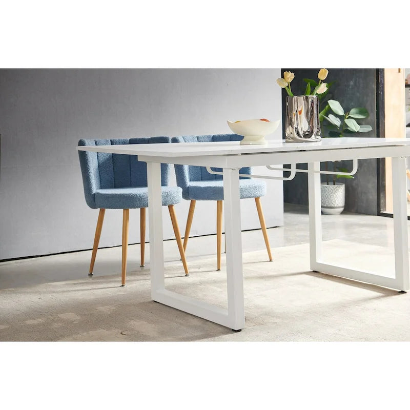 Table de salle à manger carrée extensible avec pied en métal, table de cuisine moderne peu encombrante (180 cm L x 80 cm P x 75 cm H)