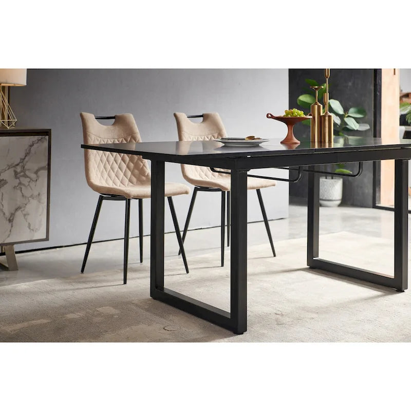 Table de salle à manger carrée extensible avec pied en métal, table de cuisine moderne peu encombrante (180 cm L x 80 cm P x 75 cm H)