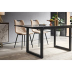 Table de salle à manger carrée extensible avec pied en métal, table de cuisine moderne peu encombrante (180 cm L x 80 cm P x 75 cm H)