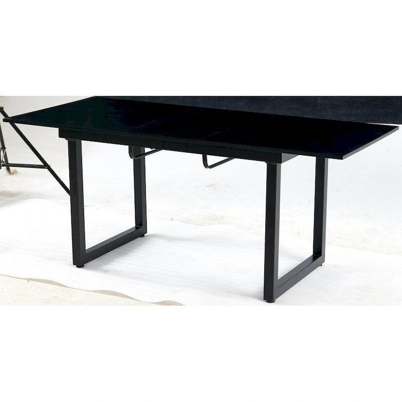 Table de salle à manger carrée extensible avec pied en métal, table de cuisine moderne peu encombrante (180 cm L x 80 cm P x 75 cm H)