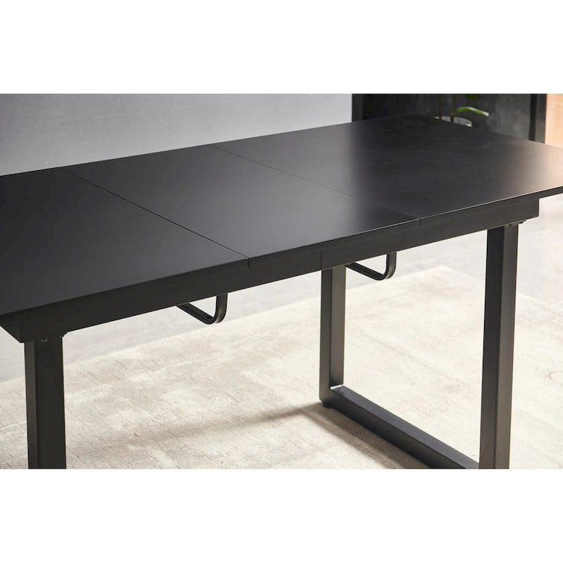 Table de salle à manger carrée extensible avec pied en métal, table de cuisine moderne peu encombrante (180 cm L x 80 cm P x 75 cm H)