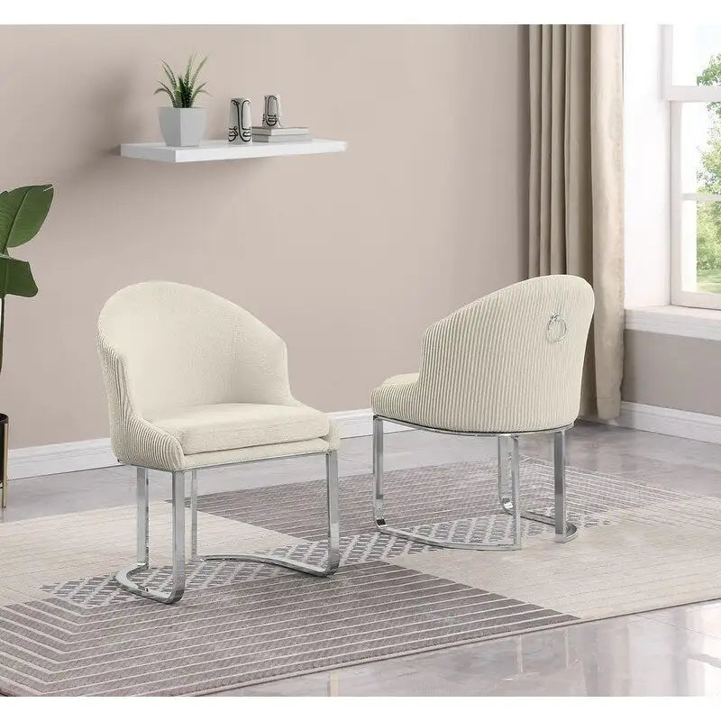 Chaises de salle à manger capitonnées (lot de 2) | Piètement en fer chromé | Sans accoudoirs | Hauteur d'assise 48 cm | Plusieurs coloris