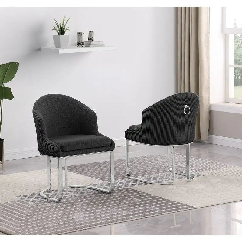 Chaises de salle à manger capitonnées (lot de 2) | Piètement en fer chromé | Sans accoudoirs | Hauteur d'assise 48 cm | Plusieurs coloris