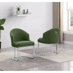 Chaises de salle à manger capitonnées (lot de 2) | Piètement en fer chromé | Sans accoudoirs | Hauteur d'assise 48 cm | Plusieurs coloris