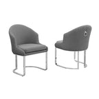 Chaises de salle à manger capitonnées (lot de 2) | Piètement en fer chromé | Sans accoudoirs | Hauteur d'assise 48 cm | Plusieurs coloris