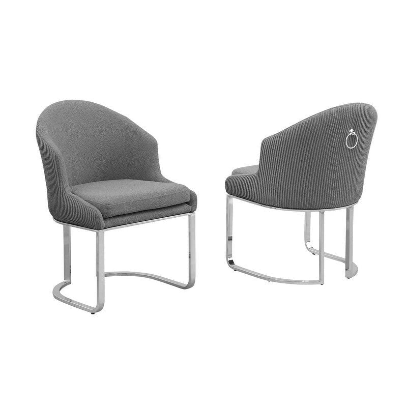 Chaises de salle à manger capitonnées (lot de 2) | Piètement en fer chromé | Sans accoudoirs | Hauteur d'assise 48 cm | Plusieurs coloris