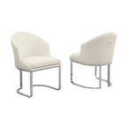 Chaises de salle à manger capitonnées (lot de 2) | Piètement en fer chromé | Sans accoudoirs | Hauteur d'assise 48 cm | Plusieurs coloris