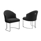 Chaises de salle à manger capitonnées (lot de 2) | Piètement en fer chromé | Sans accoudoirs | Hauteur d'assise 48 cm | Plusieurs coloris