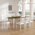 Ensemble de salle à manger 9 pièces avec table extensible et 8 chaises rembourrées