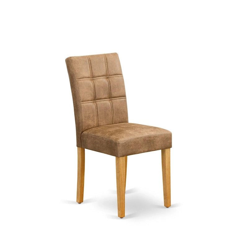 Ensemble table et chaises de salle à manger rectangulaire | Bois d'acacia | Fini chêne | Chaises à dossier haut en similicuir