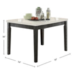 Table de comptoir carrée avec plateau en marbre blanc et chêne foncé « Salvage »