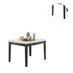 Table de comptoir carrée avec plateau en marbre blanc et chêne foncé « Salvage »