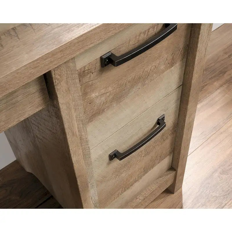 Bureau à domicile avec 3 tiroirs et rangement pour dossiers | Chêne Lintel | 43,15 po l | Dossiers suspendus format lettre
