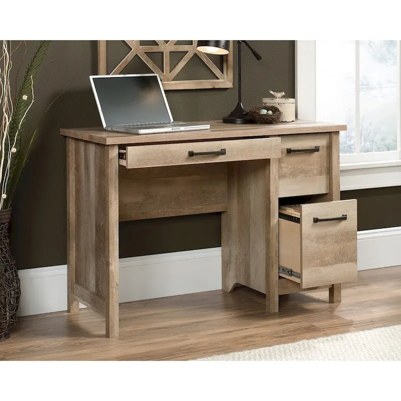 Bureau à domicile avec 3 tiroirs et rangement pour dossiers | Chêne Lintel | 43,15 po l | Dossiers suspendus format lettre