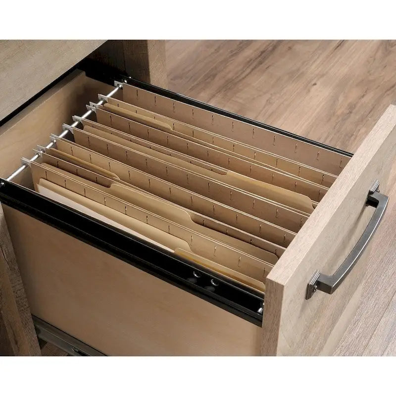 Bureau à domicile avec 3 tiroirs et rangement pour dossiers | Chêne Lintel | 43,15 po l | Dossiers suspendus format lettre