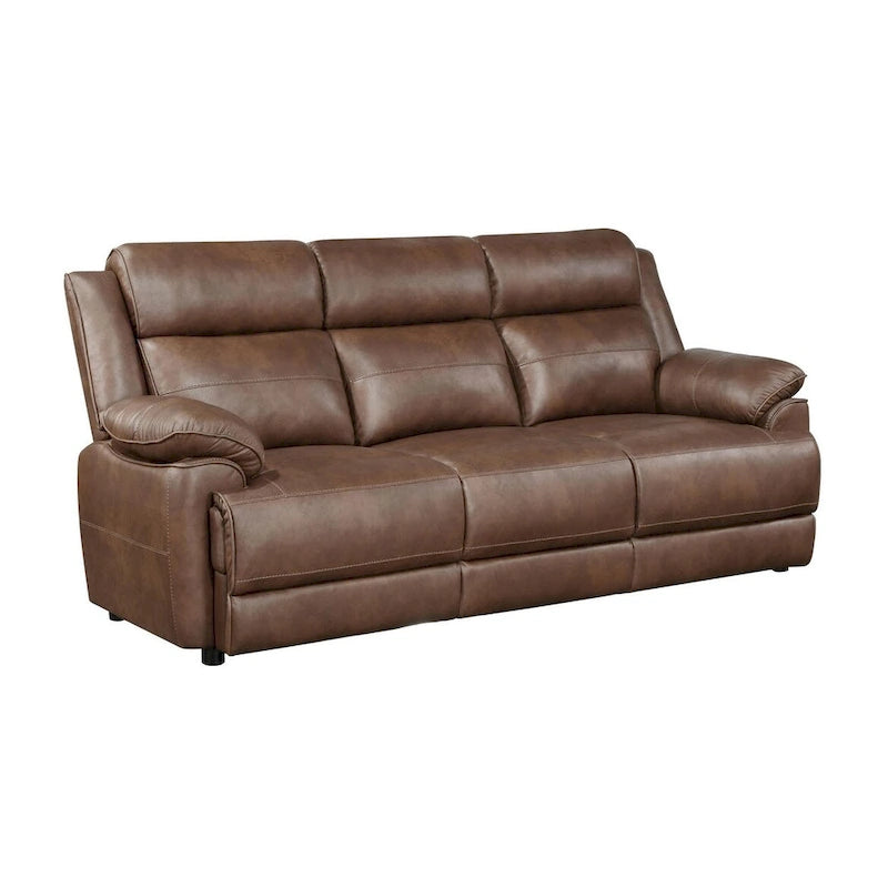 Ensemble 3 pièces de canapé, causeuse et fauteuil transitionnels | Similicuir marron foncé | Ressorts ensachés | Accoudoirs moelleux