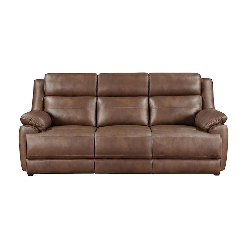 Ensemble 3 pièces de canapé, causeuse et fauteuil transitionnels | Similicuir marron foncé | Ressorts ensachés | Accoudoirs moelleux