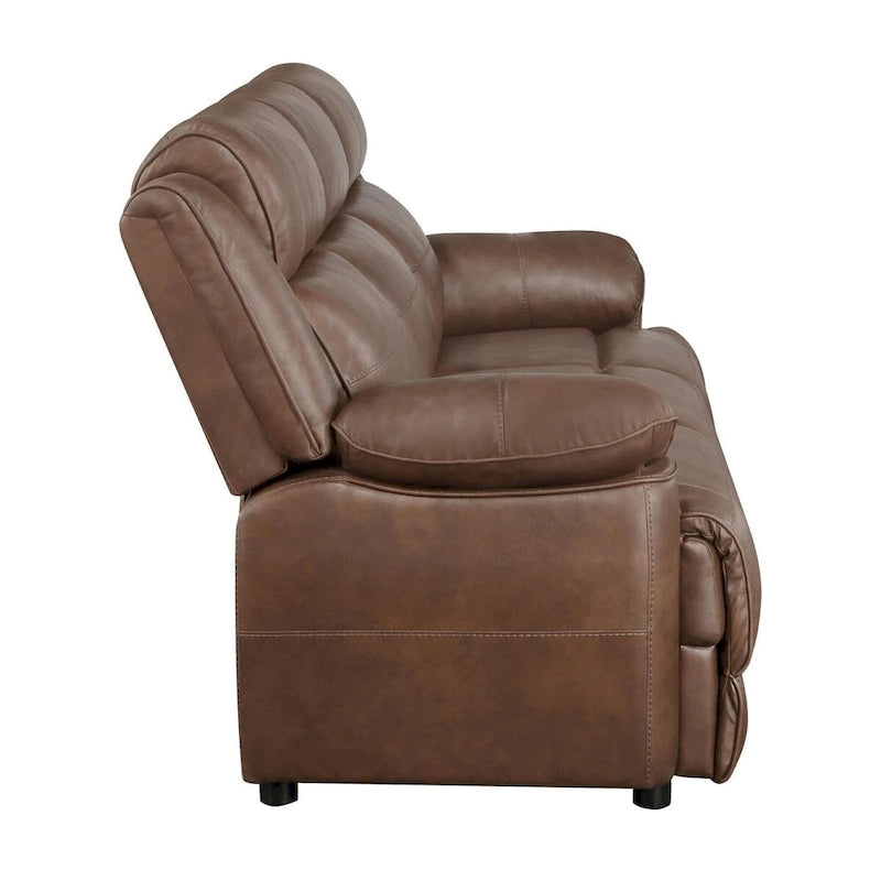 Ensemble 3 pièces de canapé, causeuse et fauteuil transitionnels | Similicuir marron foncé | Ressorts ensachés | Accoudoirs moelleux
