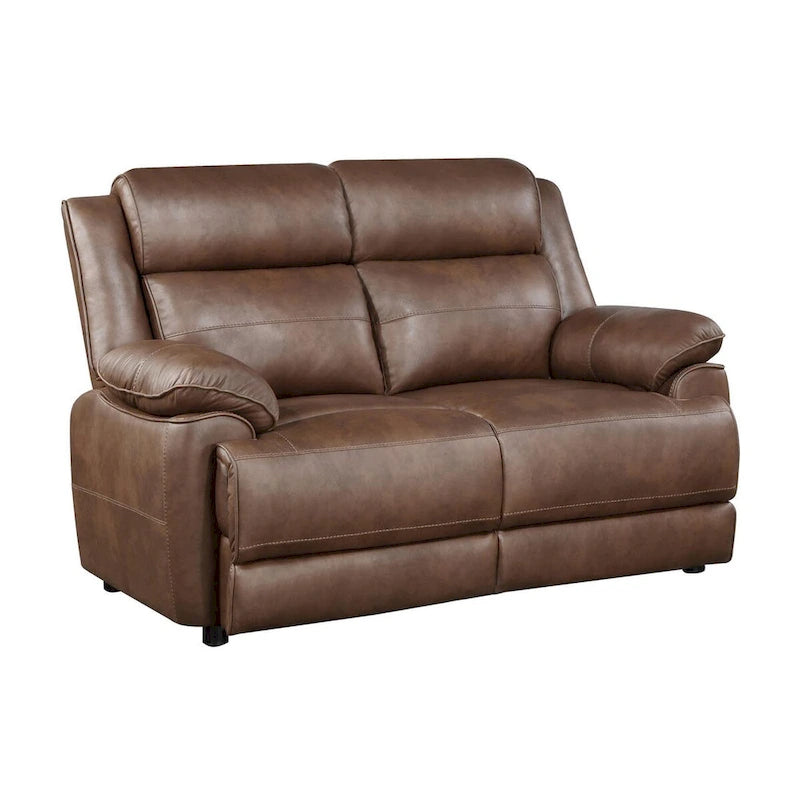Ensemble 3 pièces de canapé, causeuse et fauteuil transitionnels | Similicuir marron foncé | Ressorts ensachés | Accoudoirs moelleux