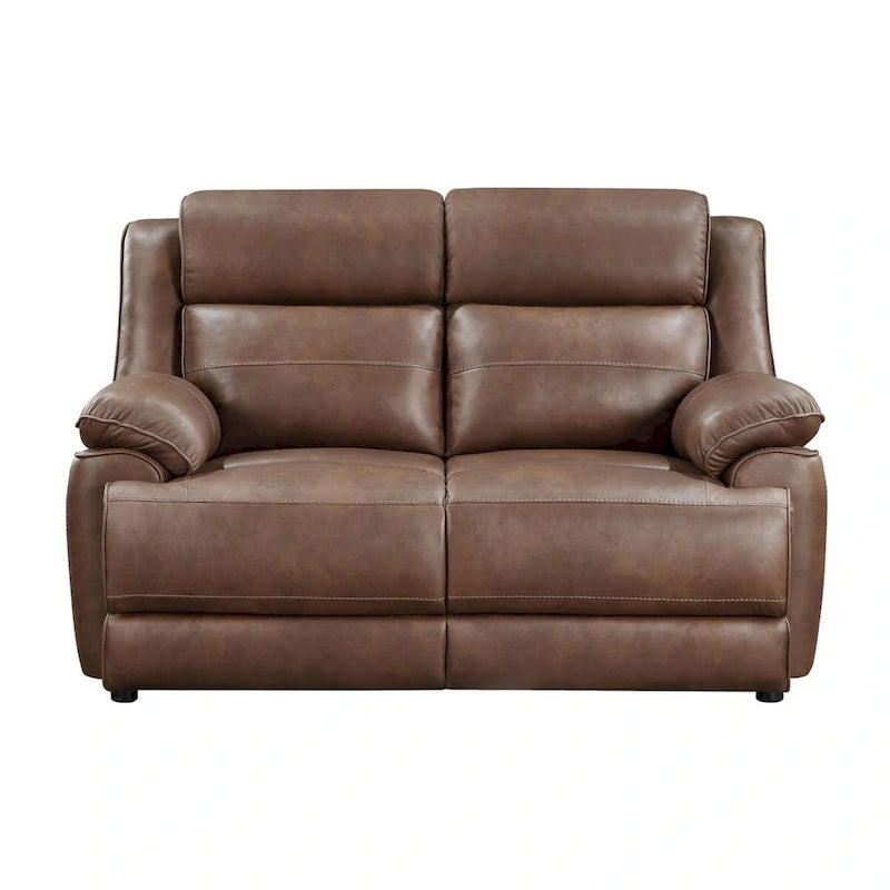 Ensemble 3 pièces de canapé, causeuse et fauteuil transitionnels | Similicuir marron foncé | Ressorts ensachés | Accoudoirs moelleux