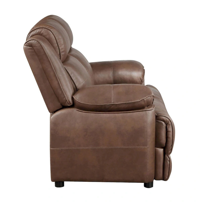 Ensemble 3 pièces de canapé, causeuse et fauteuil transitionnels | Similicuir marron foncé | Ressorts ensachés | Accoudoirs moelleux