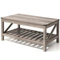Table basse de ferme avec étagère inférieure ouverte | MDF | Coins antichoc | 102 cm (40,2 po) de largeur