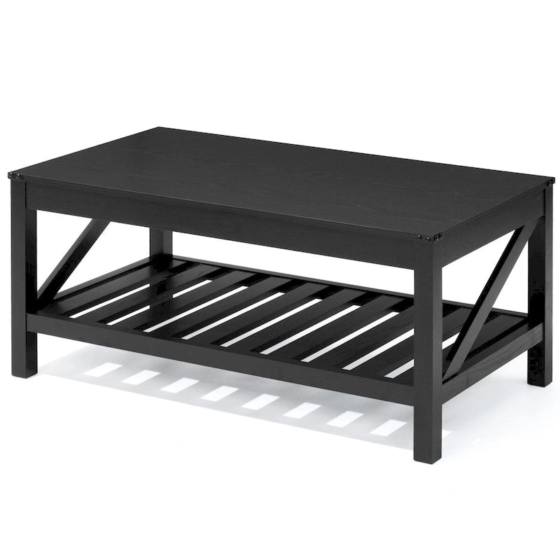 Table basse de ferme avec étagère inférieure ouverte | MDF | Coins antichoc | 102 cm (40,2 po) de largeur