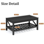 Table basse de ferme avec étagère inférieure ouverte | MDF | Coins antichoc | 102 cm (40,2 po) de largeur