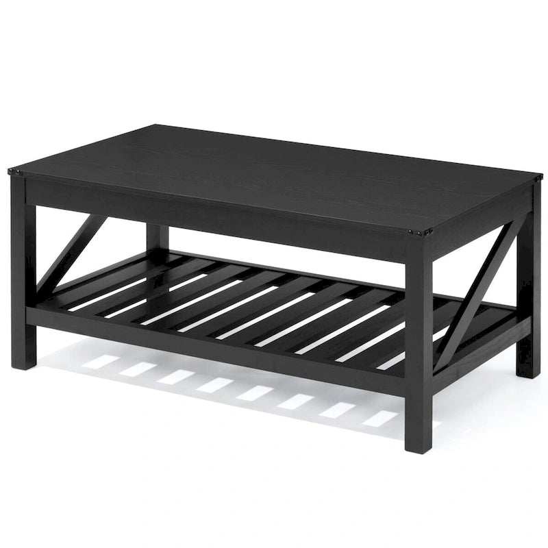 Table basse de ferme avec étagère inférieure ouverte | MDF | Coins antichoc | 102 cm (40,2 po) de largeur