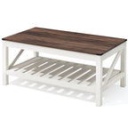 Table basse de ferme avec étagère inférieure ouverte | MDF | Coins antichoc | 102 cm (40,2 po) de largeur