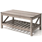 Table basse de ferme avec étagère inférieure ouverte | MDF | Coins antichoc | 102 cm (40,2 po) de largeur