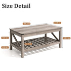 Table basse de ferme avec étagère inférieure ouverte | MDF | Coins antichoc | 102 cm (40,2 po) de largeur