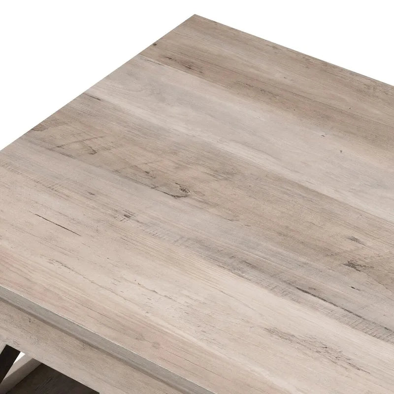Table basse de ferme avec étagère inférieure ouverte | MDF | Coins antichoc | 102 cm (40,2 po) de largeur