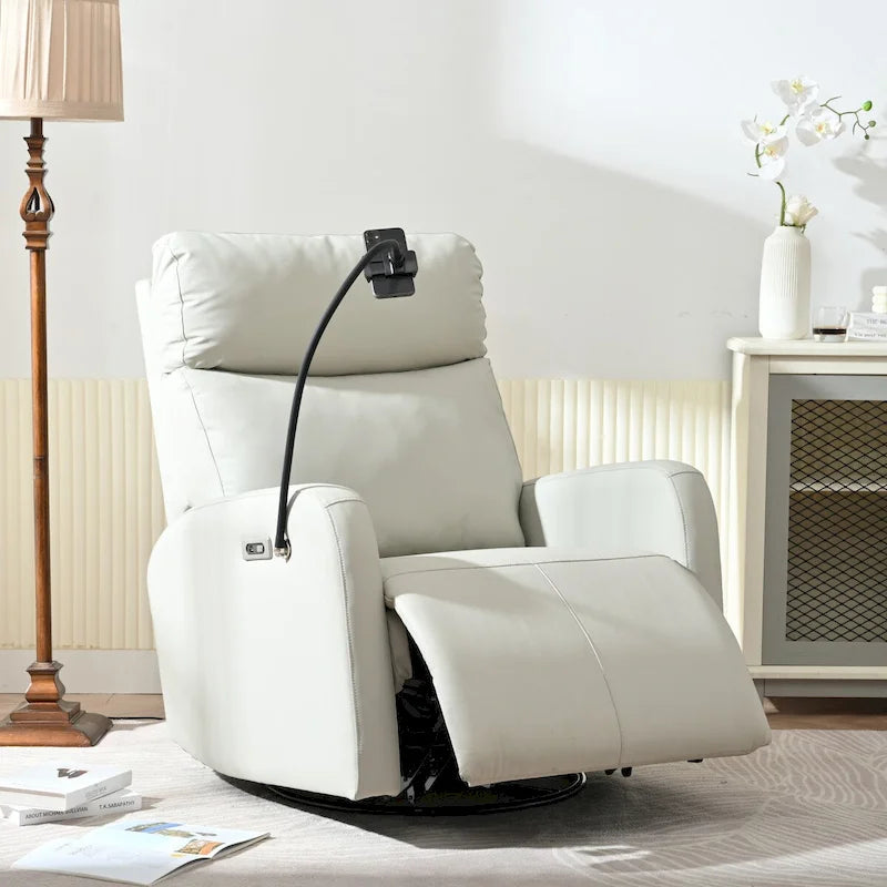 Fauteuil inclinable motorisé, pivotant et basculant | Rotation à 270° | Inclinaison à 30° | Inclinaison à 90-150° | Ports USB | Fauteuil de crèche