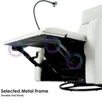 Fauteuil inclinable motorisé, pivotant et basculant | Rotation à 270° | Inclinaison à 30° | Inclinaison à 90-150° | Ports USB | Fauteuil de crèche