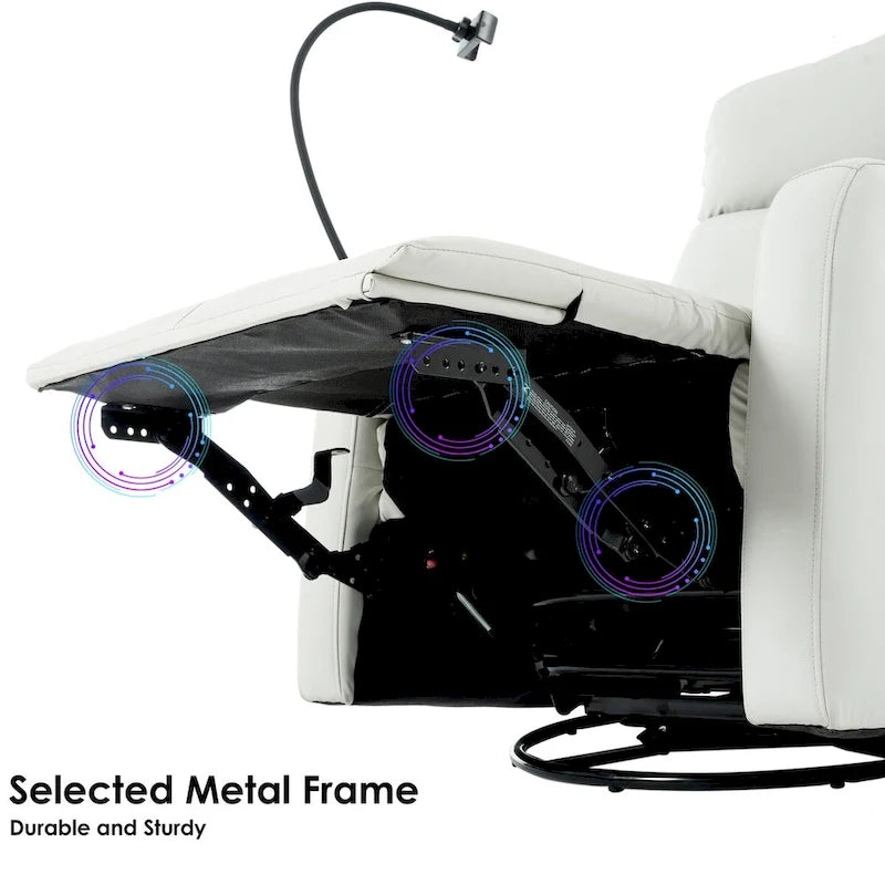 Fauteuil inclinable motorisé, pivotant et basculant | Rotation à 270° | Inclinaison à 30° | Inclinaison à 90-150° | Ports USB | Fauteuil de crèche