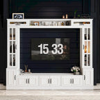 Meuble TV blanc avec plusieurs options de rangement Verre trempé - 96.9